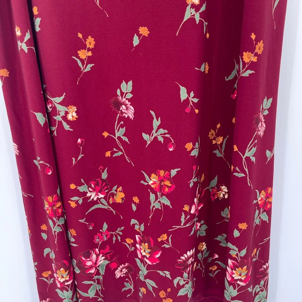 Jaclyn Smith Burgundy‎ Floral A-Line Skirt